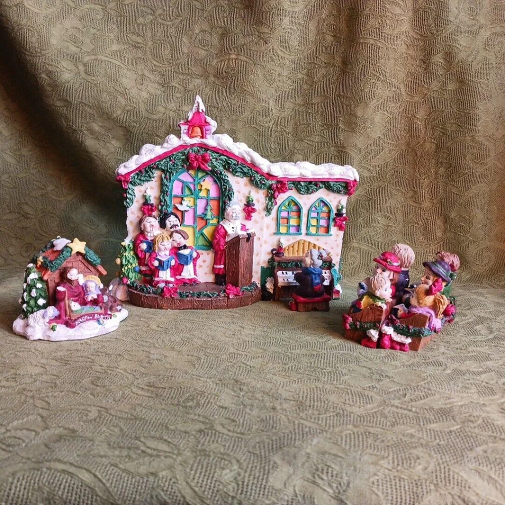 Vintage NOMA Hometown Holidays Church Nativity Table Decor